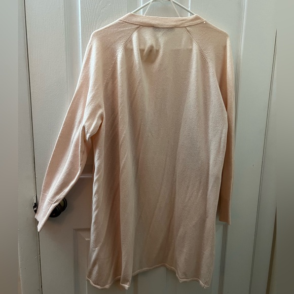 LOFT 16/18 Asymmetrical Open Front 3/4 Sleeve Light Pink / Pastel Pink Cardigan - Picture 4 of 8